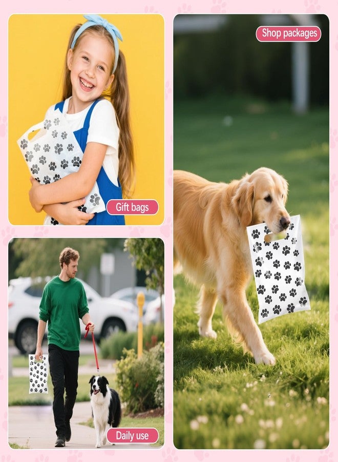 FLATRI 100 Pcs Paw Print Bags, Paw Print Dog Birthday Treat Bags Dog Treat Bag for Party Supplies, Waterproof Cute Paw Gift Bag - Image 4